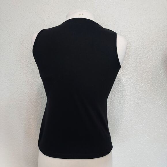 🔴3/$20 Talbots Black Blouse with Ruffle Trim Size P - Picture 7 of 9